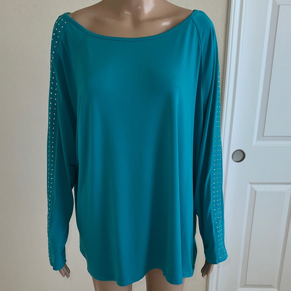 Michael Kors Turquoise Long Sleeve Top Sz. 3X.